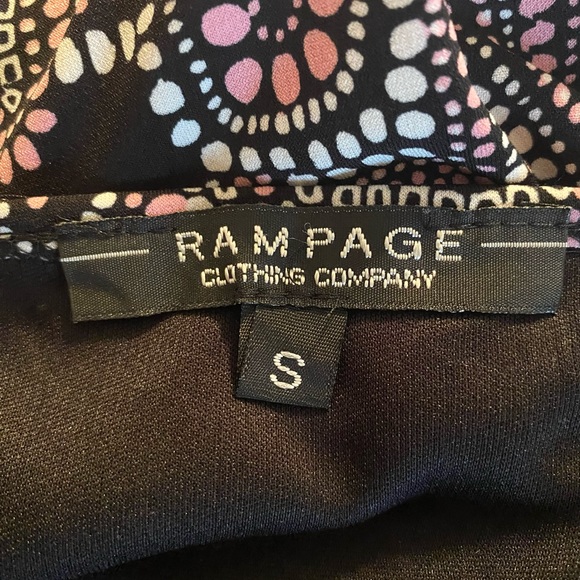 Rampage Black Pink White Polka Dot/ Geometric Print Lace Trim Skirt Sz S - Picture 7 of 10